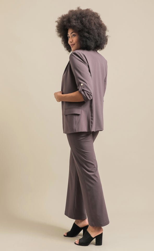 Crepe Suiting Roll Sleeve Blazer Cocoa