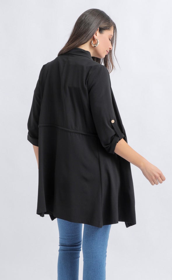 Crepe Suiting Waterfall Jacket Black