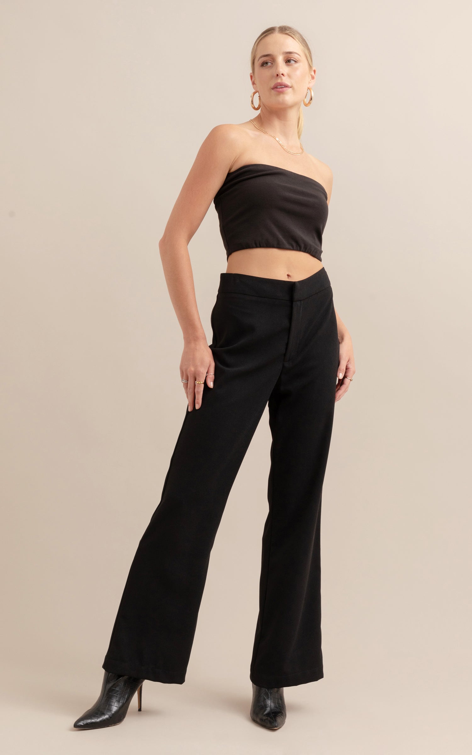 Women's Cotton Tailored Trousers - Black - Pangaia