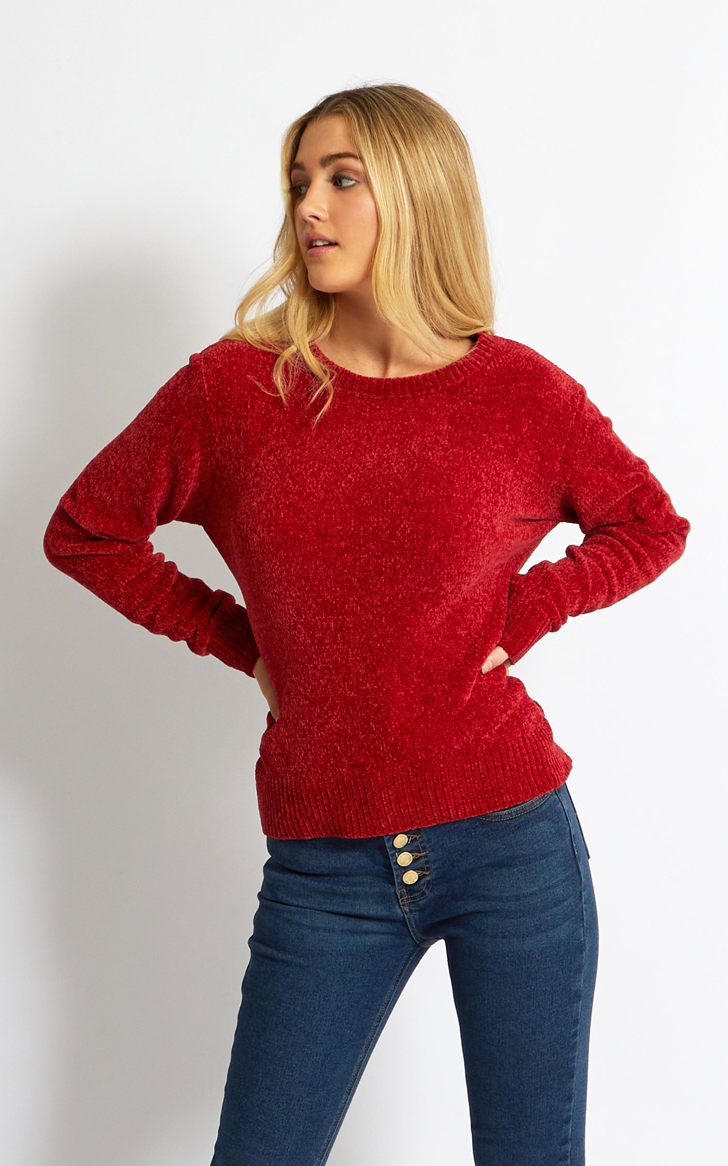 red chenille jumper