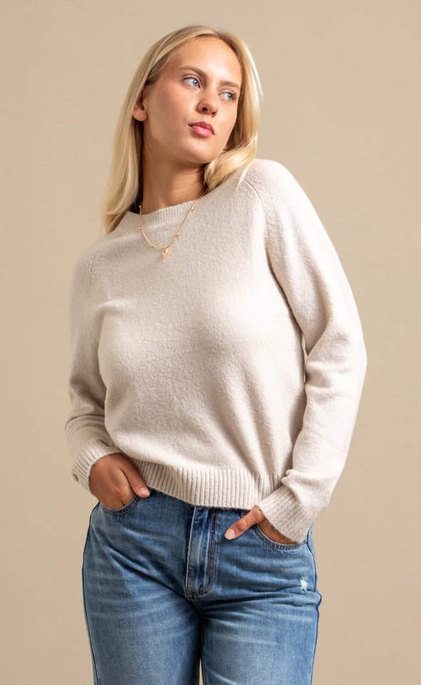 Crew Neck Marled Sweater Natural