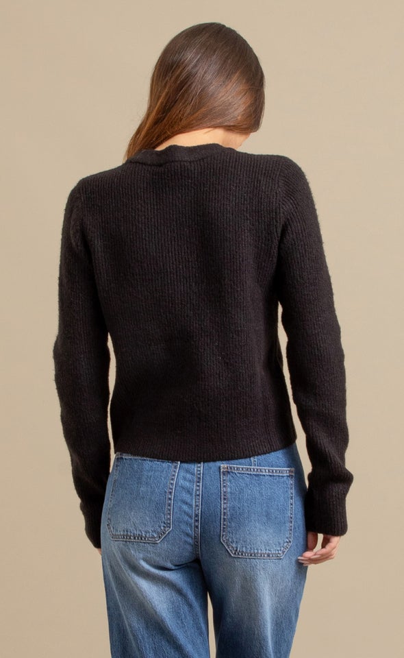 Crew Neck Rib Sweater Black