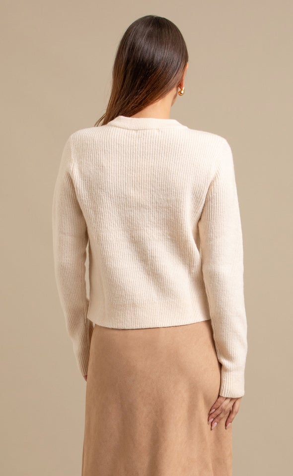 Crew Neck Rib Sweater Lightest Pink