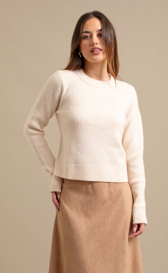 Crew Neck Rib Sweater Lightest Pink