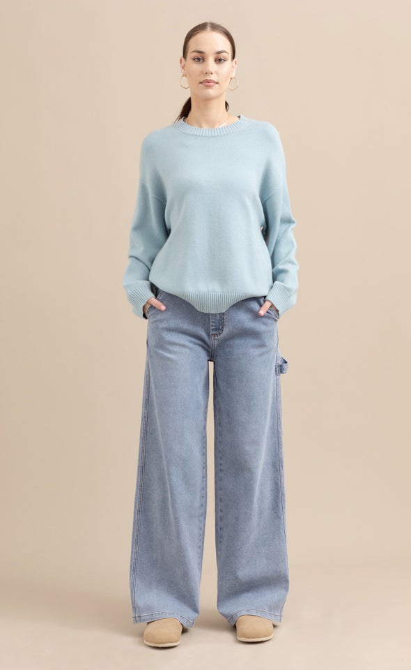 Crew Neck Sweater Soft Blue