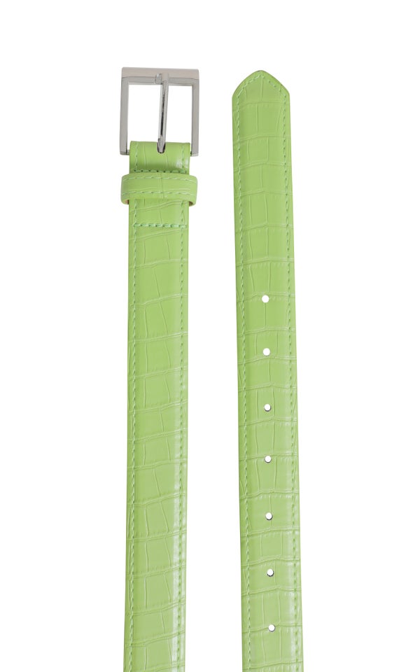 Croc Jean Belt Silver/green