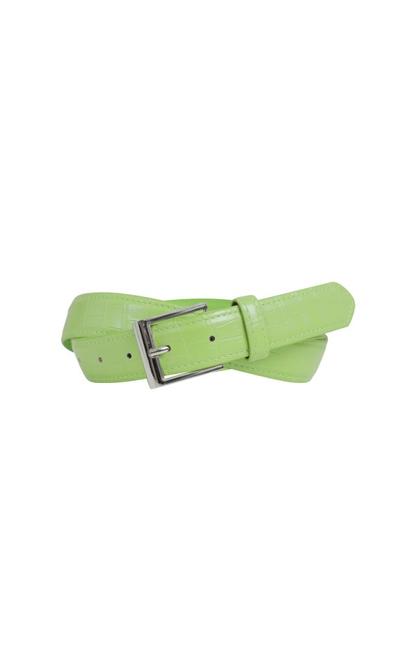 Croc Jean Belt Silver/green