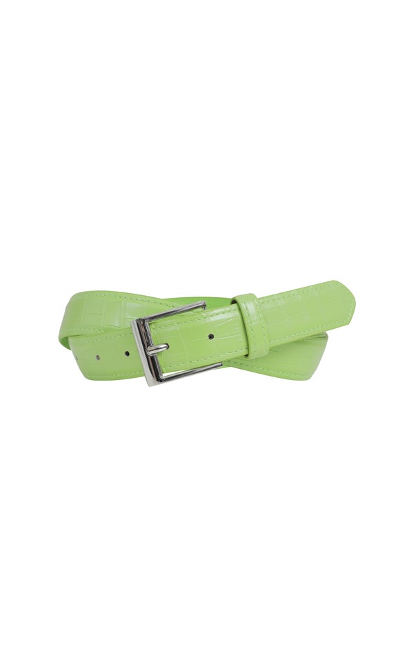 Croc Jean Belt Silver/green