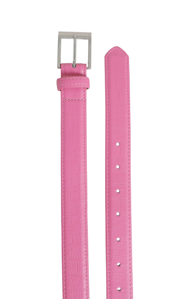 Croc Jean Belt Silver/pink
