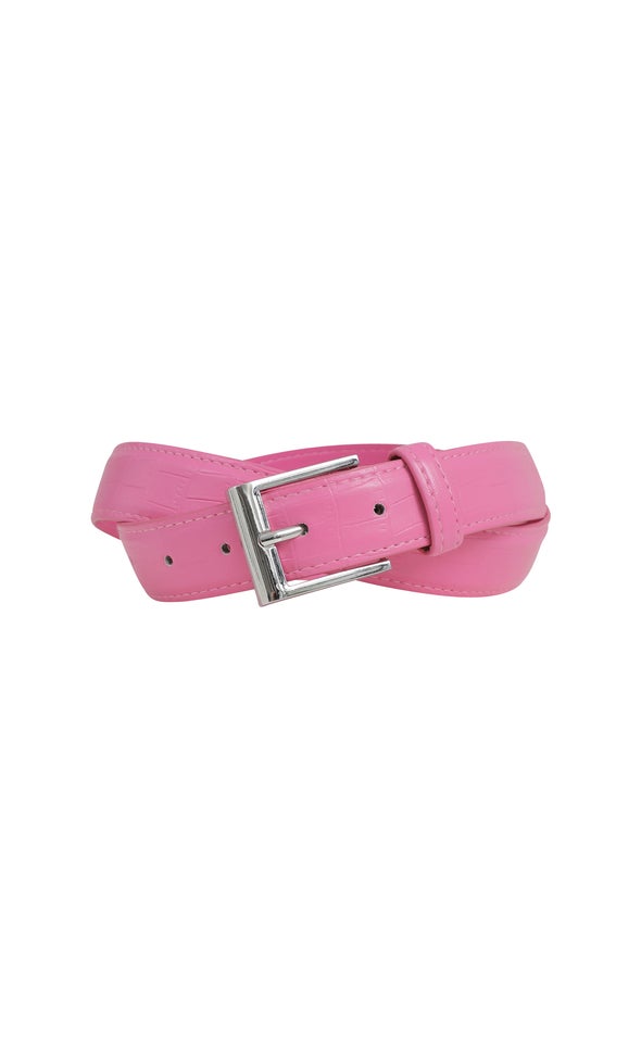 Croc Jean Belt Silver/pink
