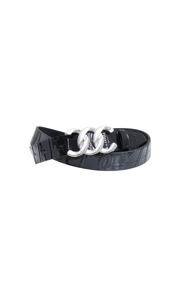 Croc Link Jean Belt Silver/black