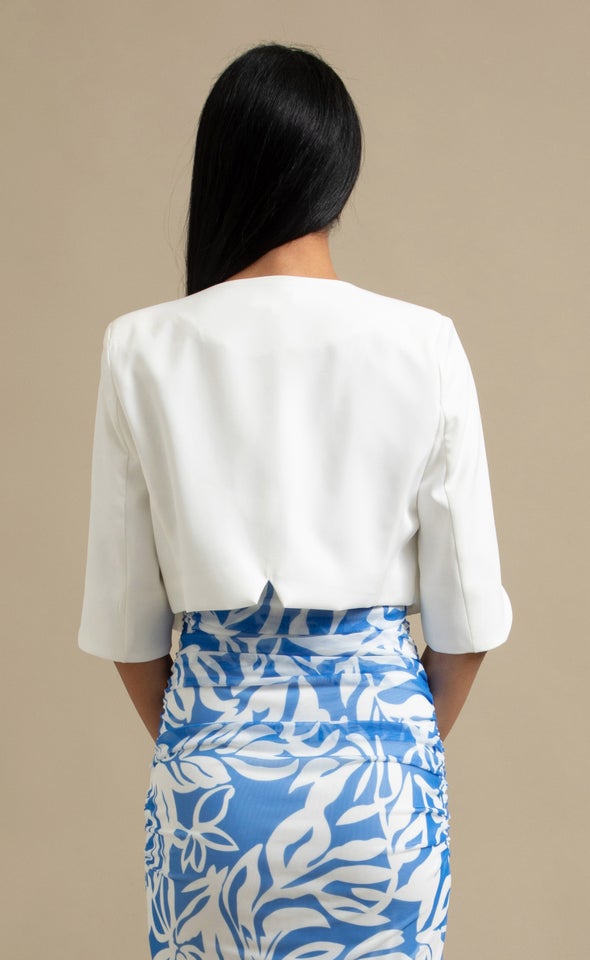 Cropped Evening Blazer White