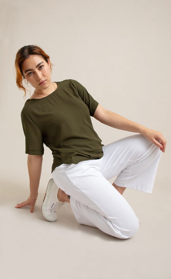 Cropped Knit Pant Cream