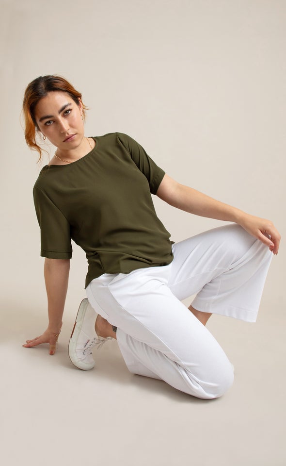 Cropped Knit Pant Cream