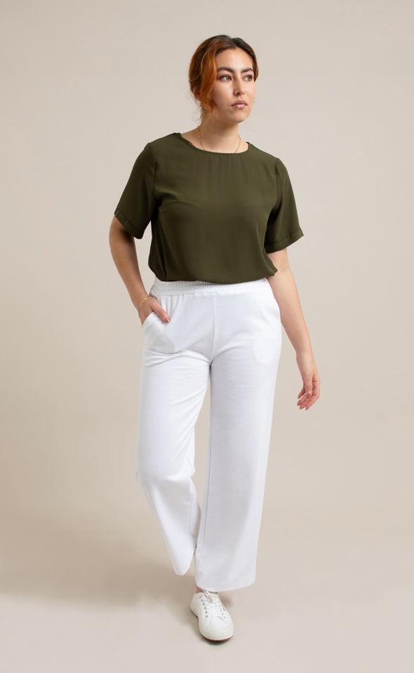 Cropped Knit Pant Cream