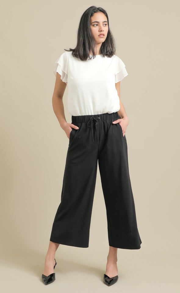 Cropped Wide Leg Drawcord Pants