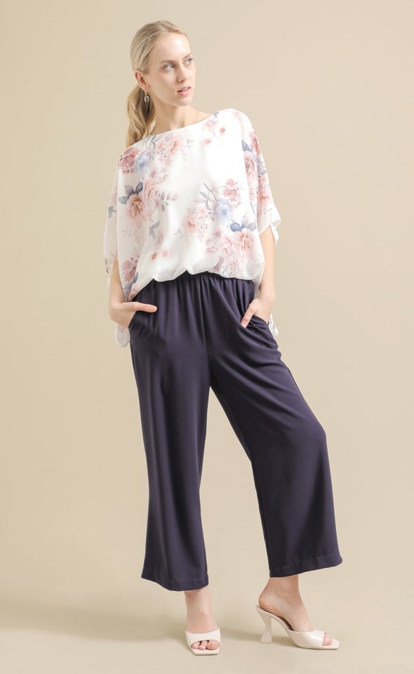 Cropped Wide Leg Pant Navy
