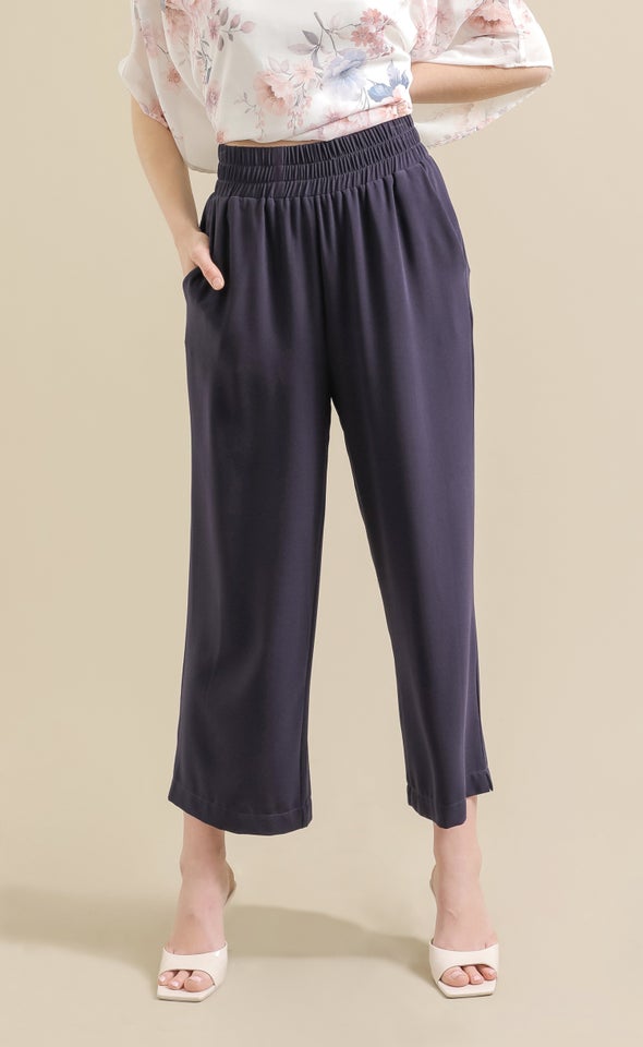 Cropped Wide Leg Pant Navy