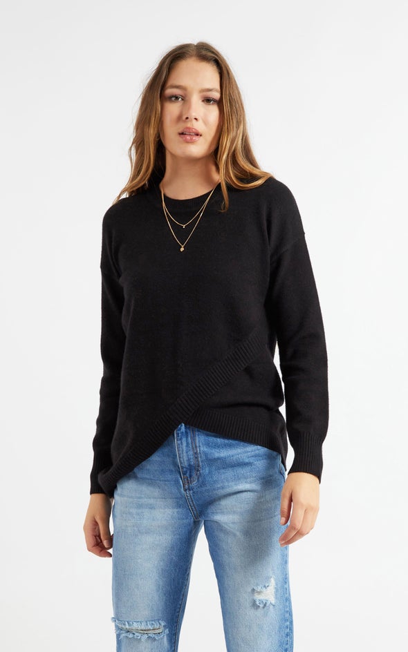 Cross Front Sweater Black