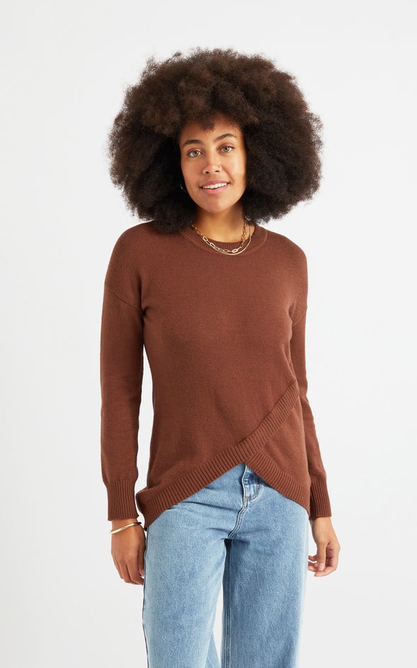 Cross Front Sweater Chocolate