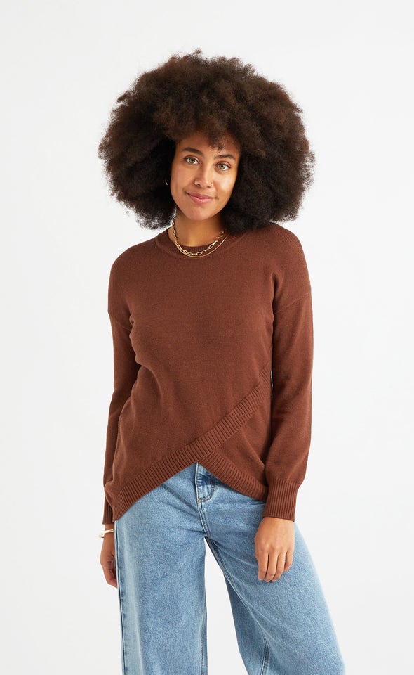 Cross Front Sweater Chocolate