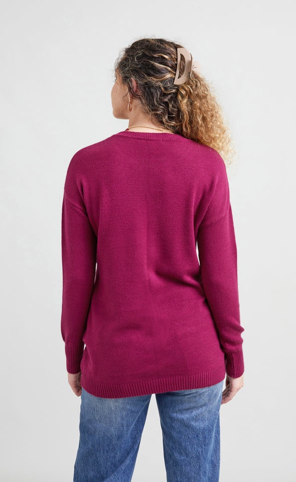 Cross Front Sweater Grape