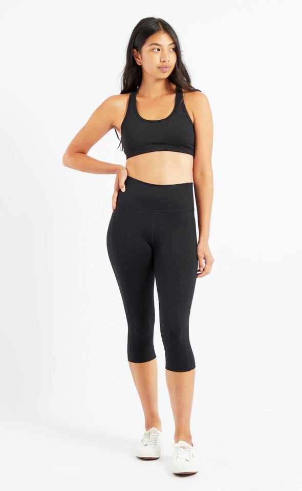 Curve Seam Crop Tight Black