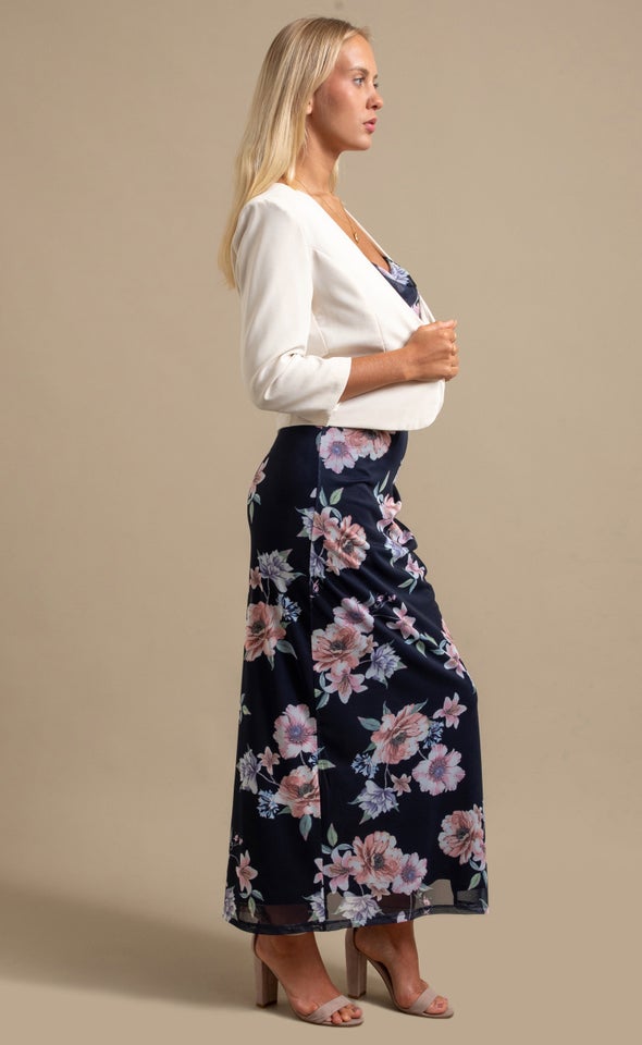 Curved Front Open Blazer Natural