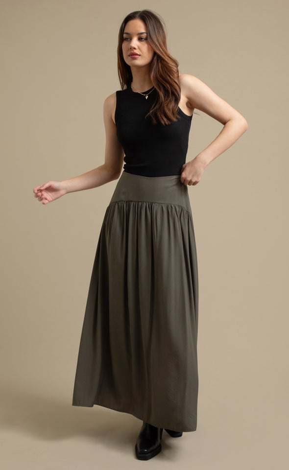 Trendyol Knitted Skirts Online Khaki Maxi Skirt Buy Trendyol Khaki