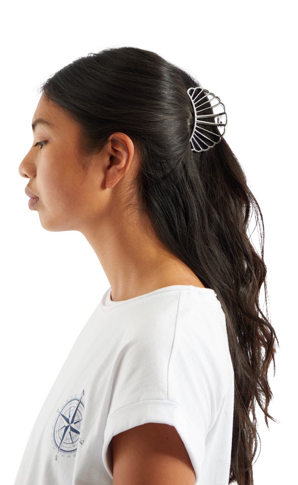Cut Out Hair Clip Silver