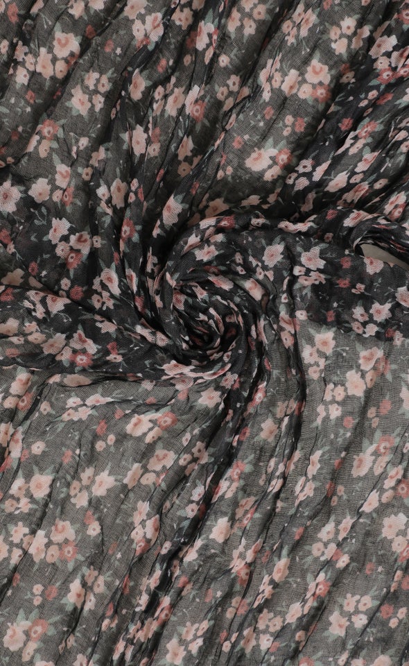 Dainty Floral Print Scarf Black