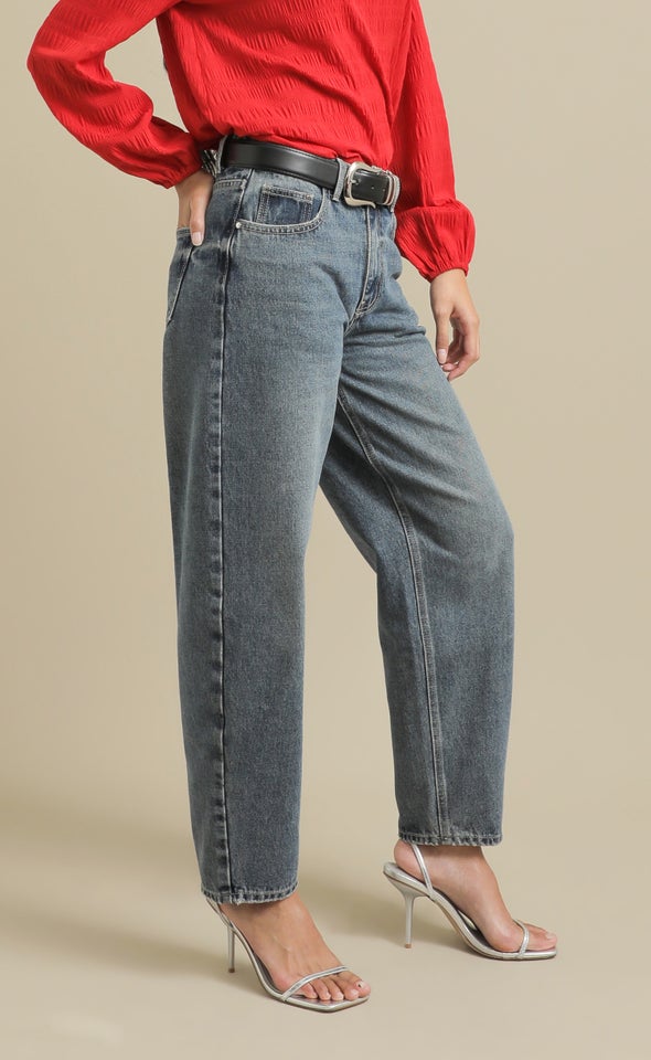 Dark Wash Barrel Jean Indigo