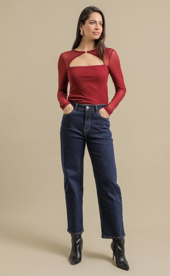 Dark Wash Straight Leg Jeans Indigo