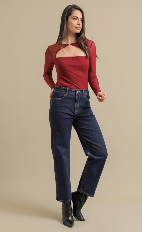 Dark Wash Straight Leg Jeans Indigo
