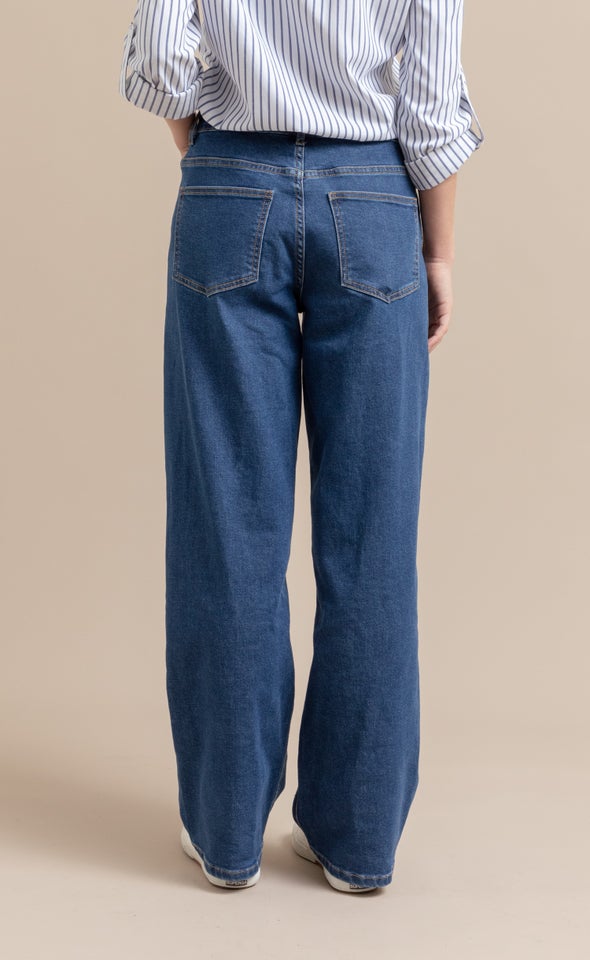 Dark Wash Wide Leg Jeans Dark Blue