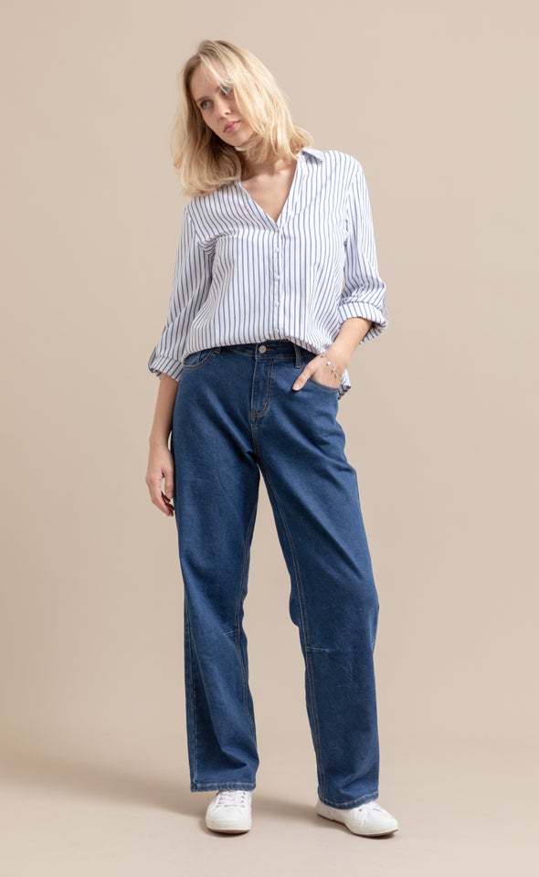 Dark Wash Wide Leg Jeans Dark Blue