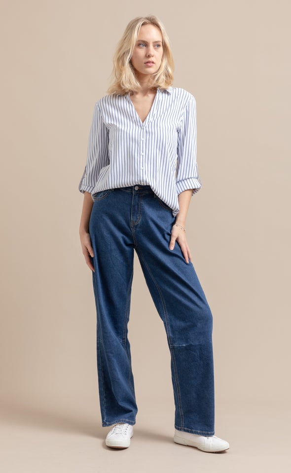 Dark Wash Wide Leg Jeans Dark Blue
