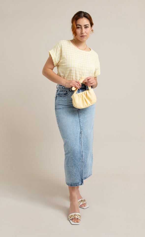 Denim Midi With Front Split Blue