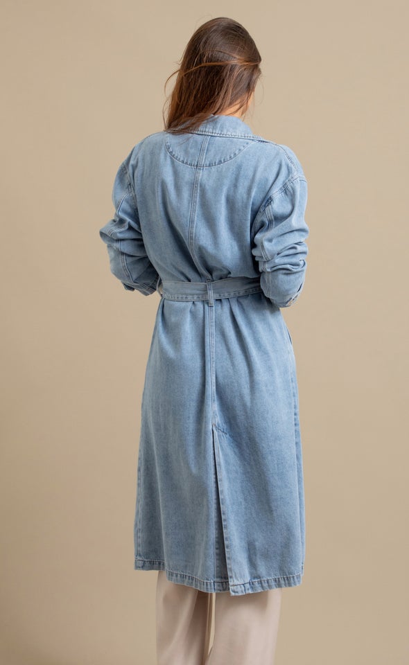 Denim Trench Coat Blue