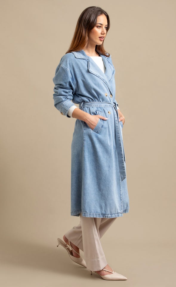 Denim Trench Coat Blue