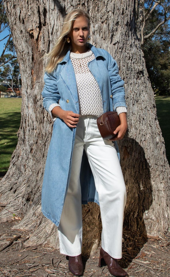 Denim Trench Coat Blue