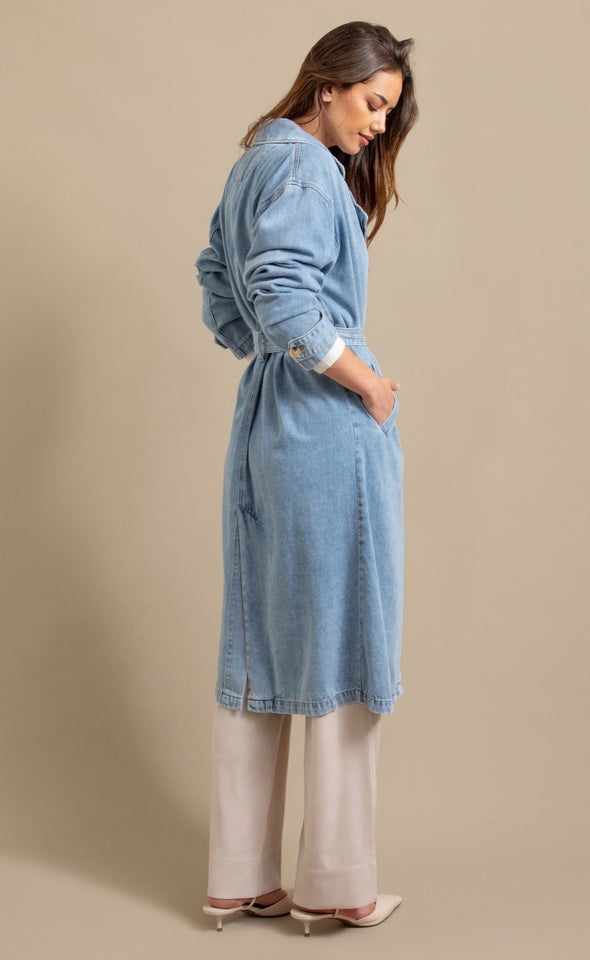 Denim Trench Coat Blue