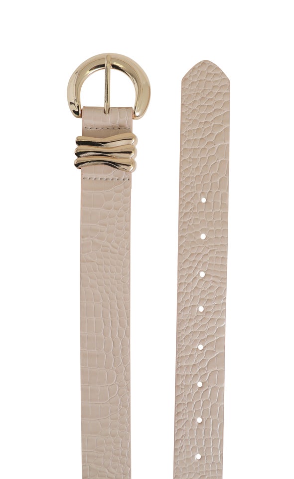 Detailed Buckle Jean Belt Gold/beige