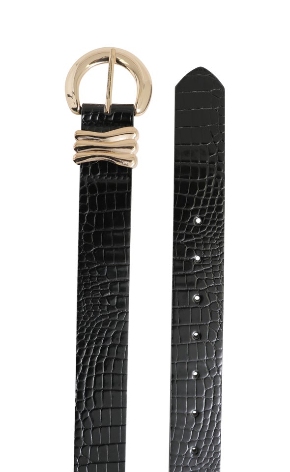 Detailed Buckle Jean Belt Gold/black