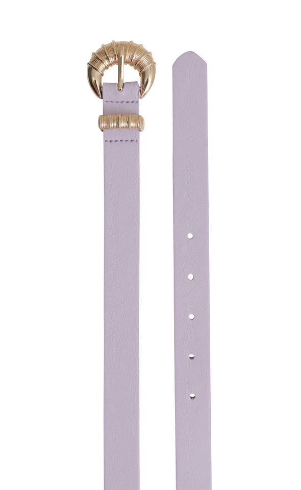 Detailed Buckle Jean Belt Gold/lilac