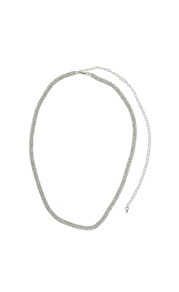 Diamante Chain Belt Silver
