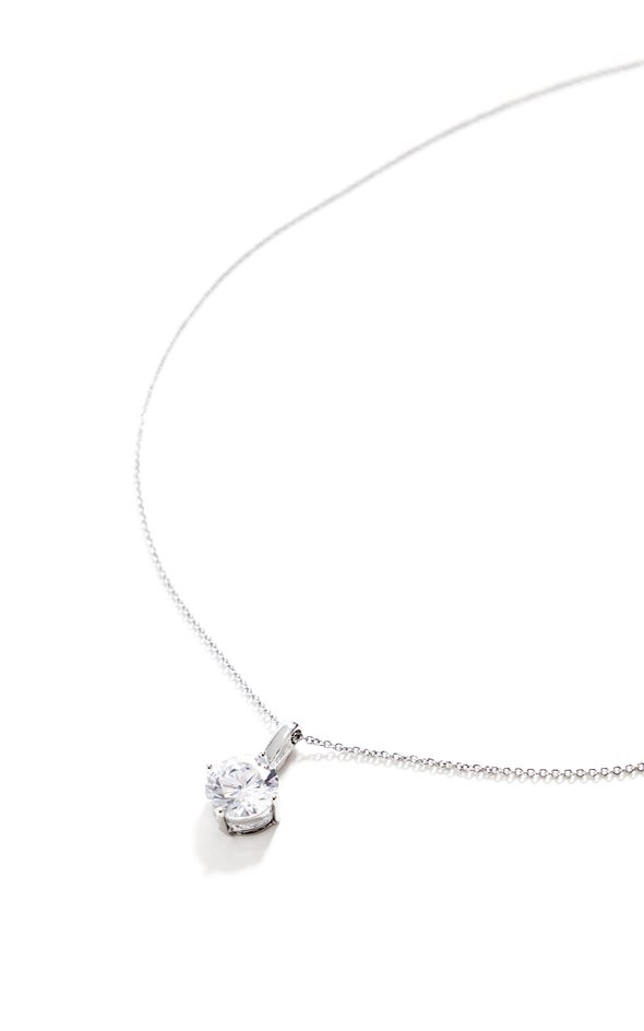 Diamante Pendant Necklace Silver