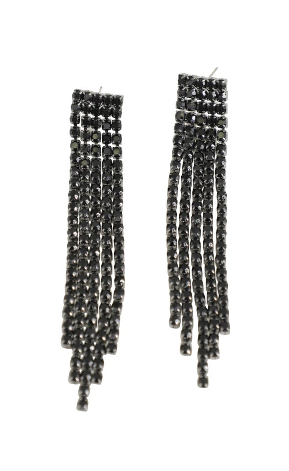 Diamante Shield Earrings Black