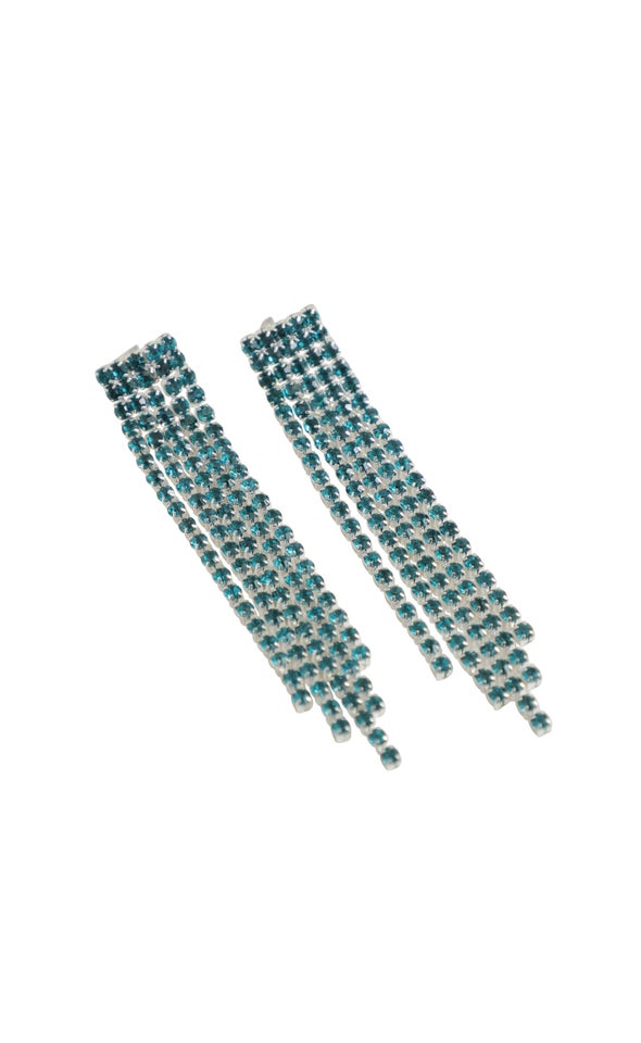 Diamante Shield Earrings Teal