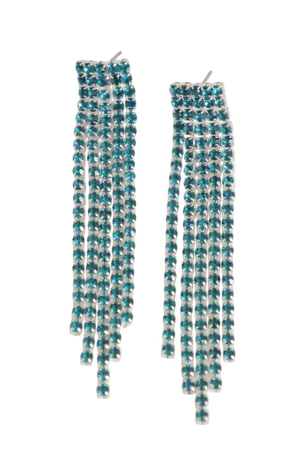 Diamante Shield Earrings Teal